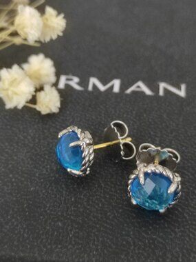 David Yurman 925 Silver Earrings with Original Pouch